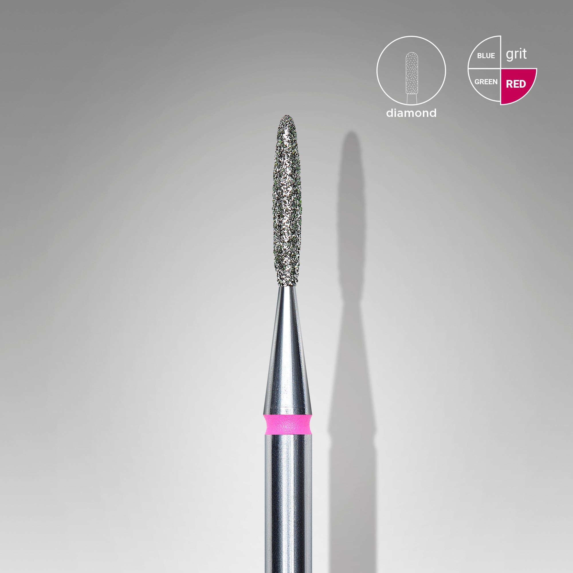 Diamond nail drill bit, "flame" , red, head diameter 1.4 mm/ working part 8 mm image 0